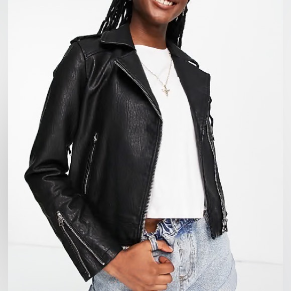 Topshop Faux Leather Biker Jacket - Picture 2 of 5